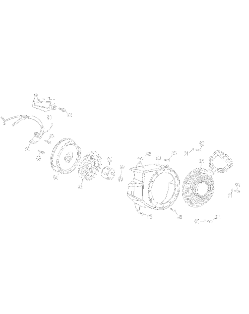 270-Sua Engine / 270-Sua Flywheelandblower Housing Diagram and Parts List for 31AS63EF700 2015 Yard Machines Snow Blower